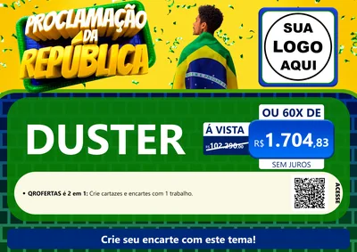 Modelo de Cartaz para Cartaz A4 Horizontal com o tema Proclamação da República para Concessionaria de Carros