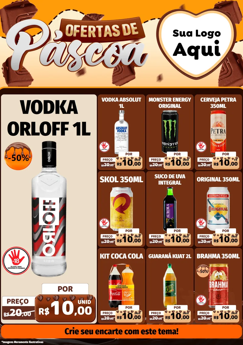 Modelo de Encarte para Encarte A4 Vertical com o tema Ofertas de Páscoa para Distribuidora de bebidas