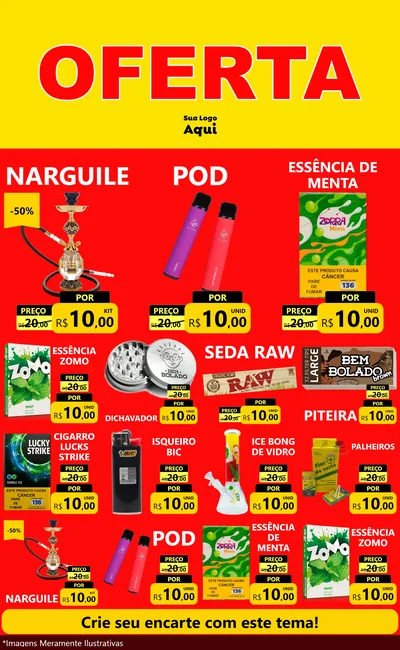 Modelo de Encarte para Encarte Grande com o tema OFERTA - Vermelho Cartaz para Tabacaria