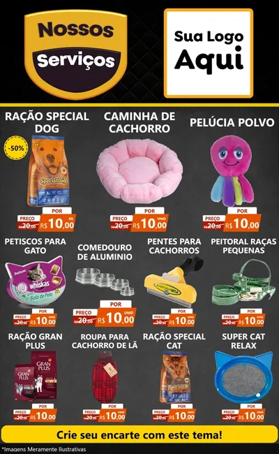 Modelo de Encarte para Encarte Grande com o tema Nossos Serviços para Pet Shop