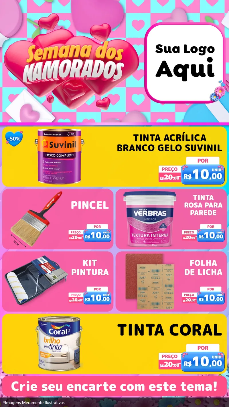 Modelo de TV para TV Vertical com o tema Semana dos Namorados para Tintas e Ferramentas