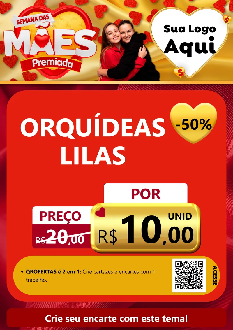 Modelo de Cartaz para Cartaz A4 Vertical com o tema Semana das Mães Premiada para Floricultura e jardim
