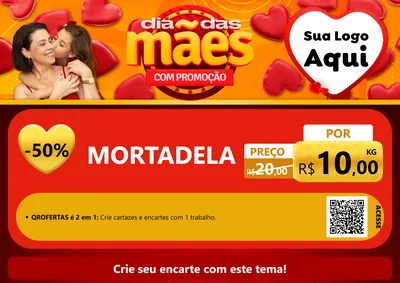 Modelo de Cartaz para Cartaz A4 Horizontal com o tema Dia das Mães com Promoção para Frios e Laticínios
