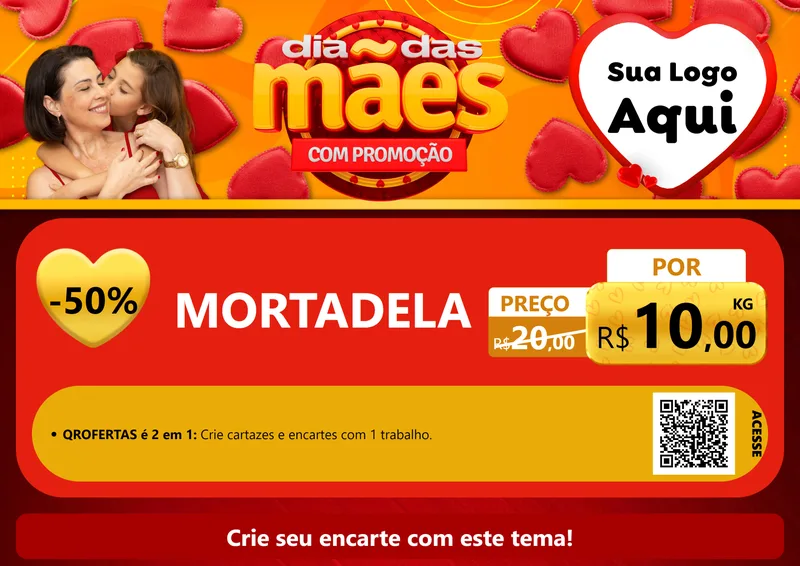 Modelo de Cartaz para Cartaz A4 Horizontal com o tema Dia das Mães com Promoção para Frios e Laticínios