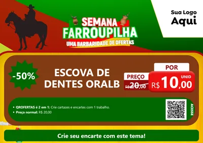 Modelo de Cartaz para Cartaz A4 Horizontal com o tema Semana Farroupilha - Uma Barbaridade de Ofertas para Higiene Pessoal