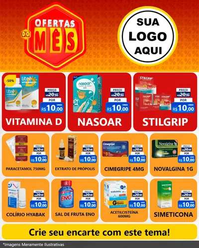Modelo de Rede Social para Feed Instagram com o tema Ofertas do Mês para Farmácia