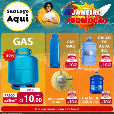 Modelo de Rede Social para Feed Facebook com o tema Janeiro de Promoção para Água e gás