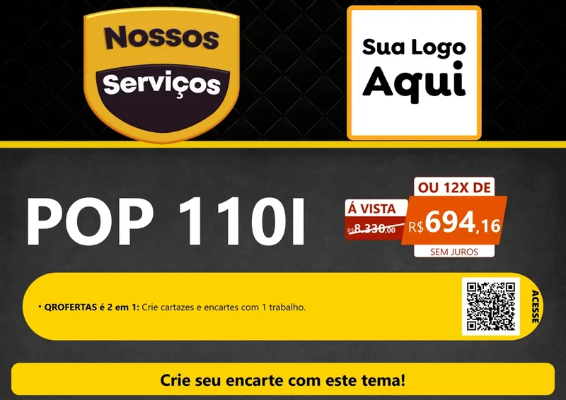 Modelo de Cartaz para Cartaz A4 Horizontal com o tema Nossos Serviços para Concessionaria de Motos