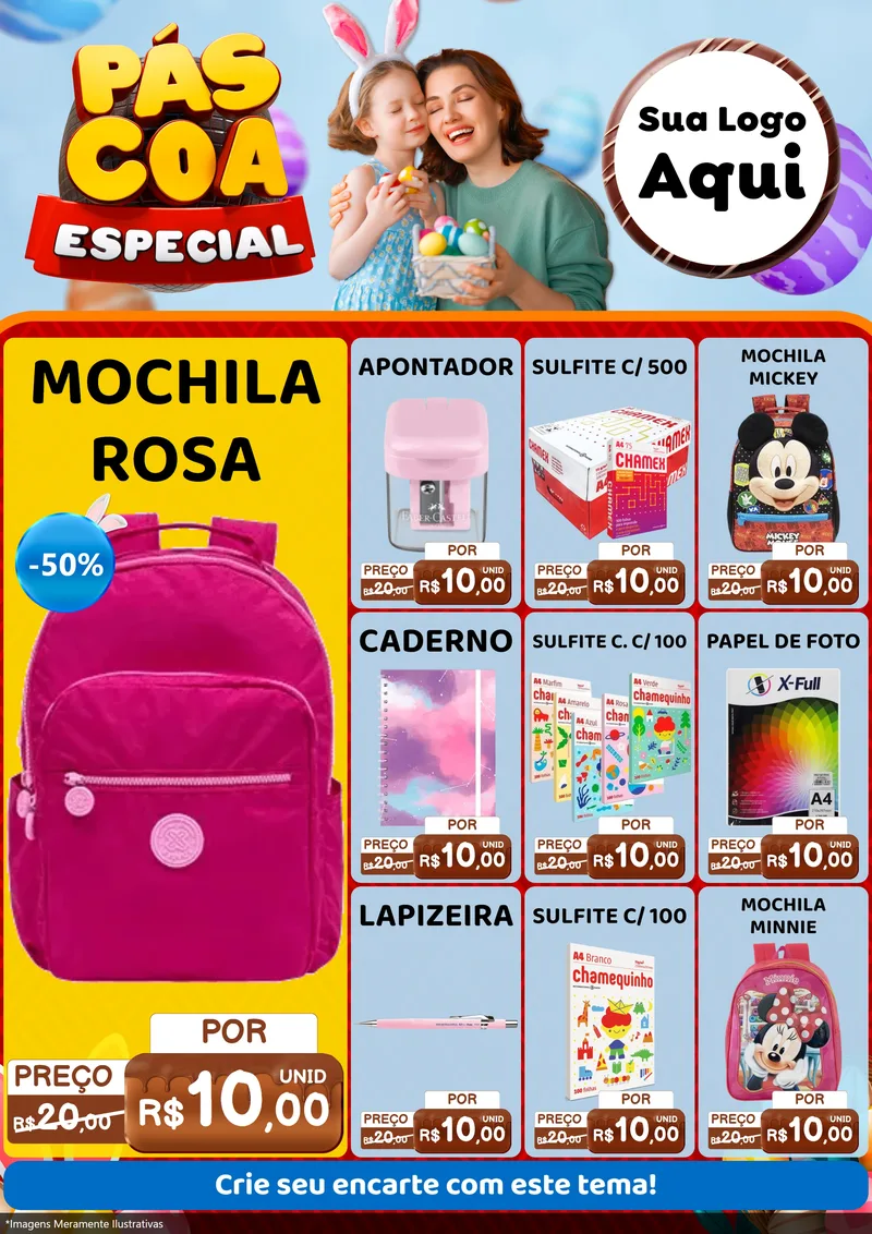Modelo de Encarte para Encarte A4 Vertical com o tema Páscoa Especial para Papelaria