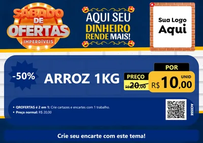 Modelo de Cartaz para Cartaz A4 Horizontal com o tema Sábado de Ofertas Imperdíveis para Supermercado