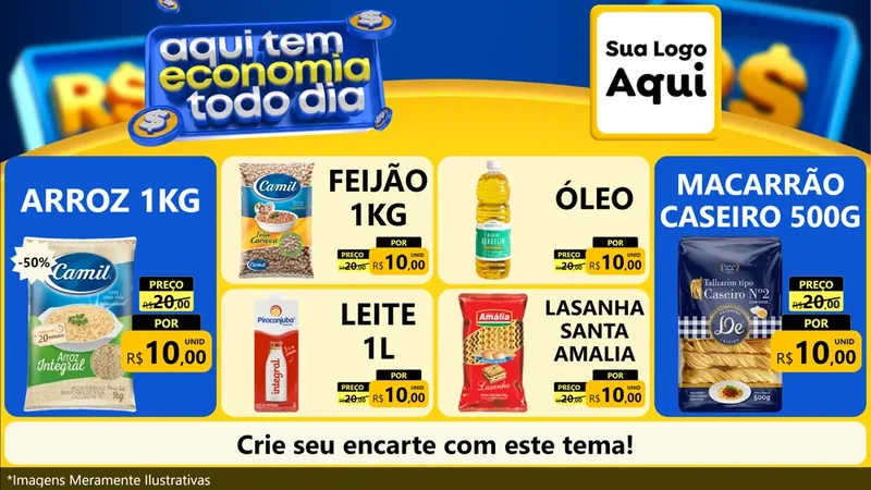 Modelo de TV para TV Horizontal com o tema Aqui Tem Economia Todo Dia para Supermercado