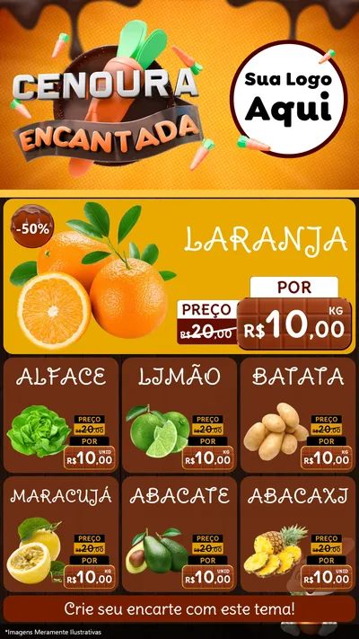 Modelo de Rede Social para Stories com o tema Cenoura Encantada - Páscoa para Hortifrúti