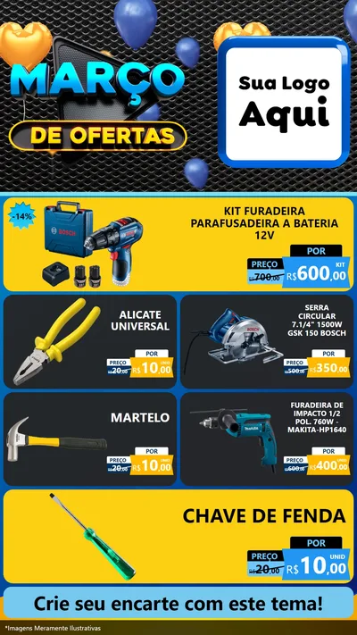 Modelo de TV para TV Vertical com o tema Março de Ofertas para Maquinas e Ferramentas