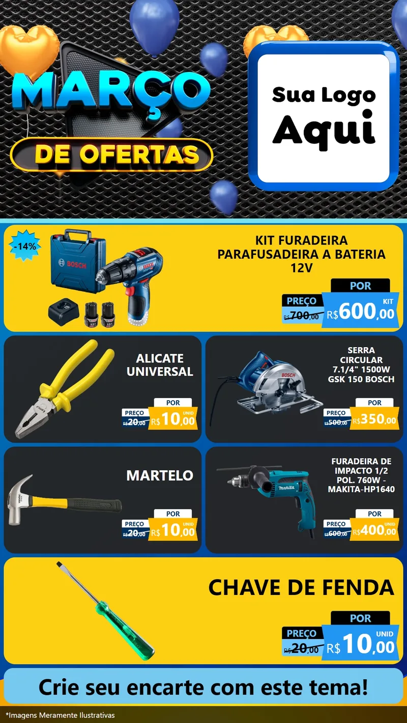 Modelo de TV para TV Vertical com o tema Março de Ofertas para Maquinas e Ferramentas