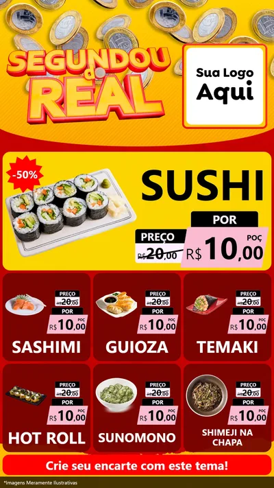 Modelo de Rede Social para Stories com o tema Segundou do Real para Comida japonesa