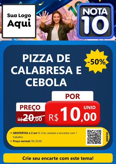 Modelo de Cartaz para Cartaz A4 Vertical com o tema Nota 10 para Pizzaria