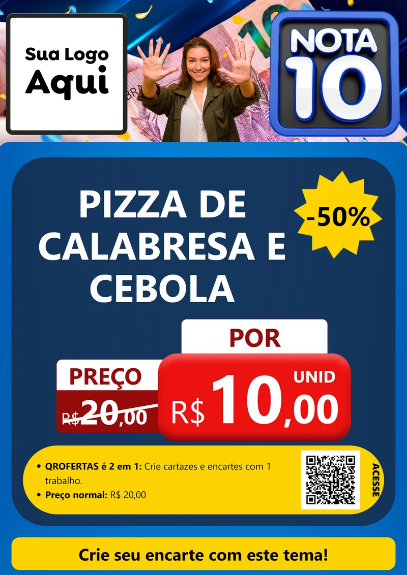 Modelo de Cartaz para Cartaz A4 Vertical com o tema Nota 10 para Pizzaria