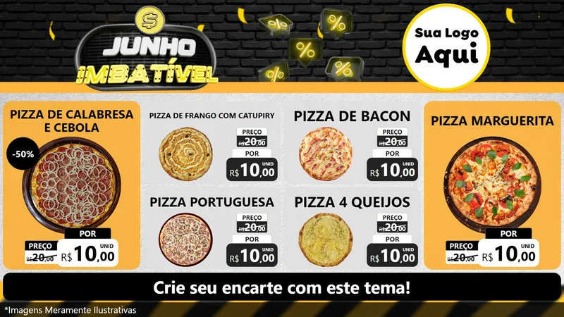 Modelo de TV para TV Horizontal com o tema Junho Imbatível para Pizzaria