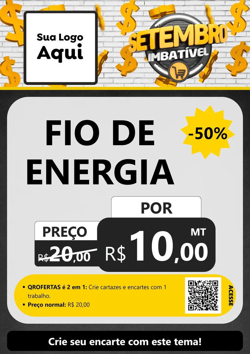 Modelo de Cartaz para Cartaz A4 Vertical com o tema Setembro Imbatível para Materiais Elétricos