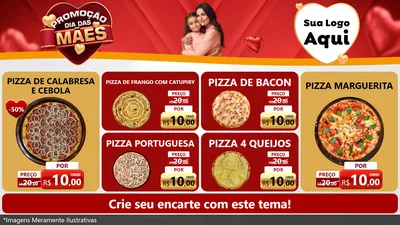 Modelo de TV para TV Horizontal com o tema Promoção Dia das Mães para Pizzaria