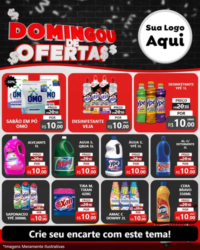 Modelo de Rede Social para Feed Instagram com o tema Domingou de Ofertas para Produtos de Limpeza