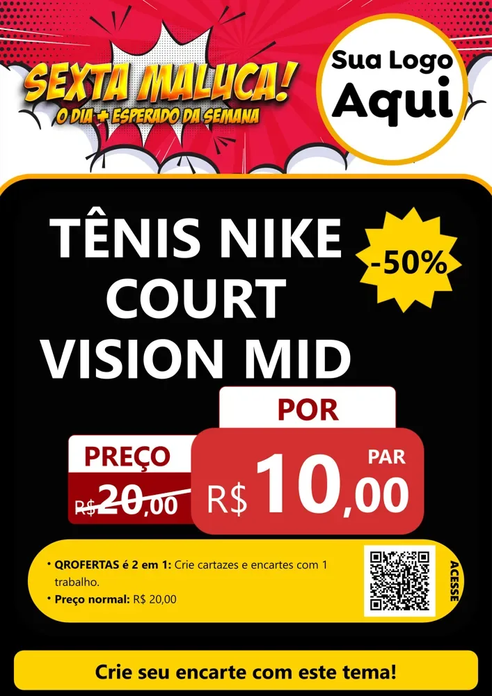 Modelo de Cartaz para Cartaz A4 Vertical com o tema Sexta Maluca! para Calçados