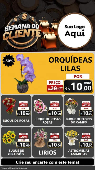 Modelo de Rede Social para Stories com o tema Semana do Cliente para Floricultura e jardim