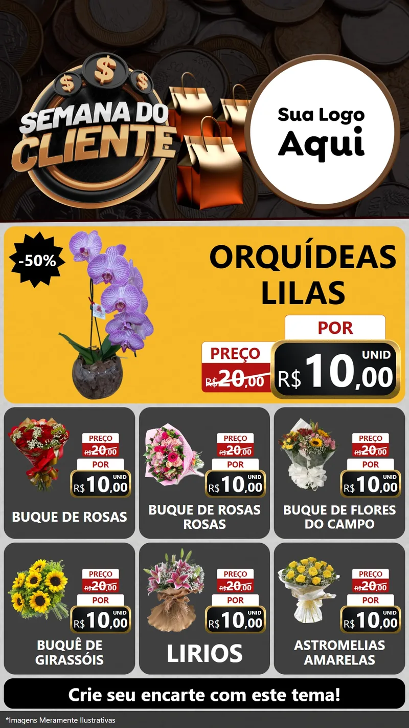 Modelo de Rede Social para Stories com o tema Semana do Cliente para Floricultura e jardim