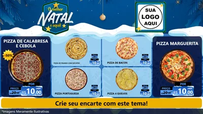 Modelo de TV para TV Horizontal com o tema O Melhor Natal É Aqui! para Pizzaria