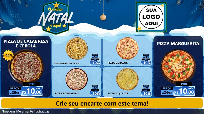 Modelo de TV para TV Horizontal com o tema O Melhor Natal É Aqui! para Pizzaria