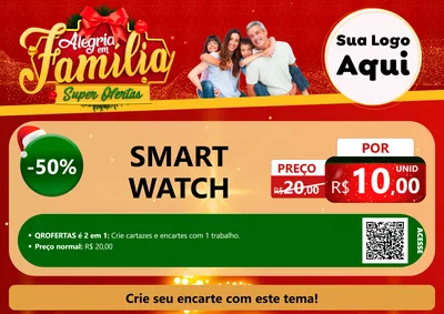 Modelo de Cartaz para Cartaz A4 Horizontal com o tema Alegria em Família Super Ofertas - Natal para Informática