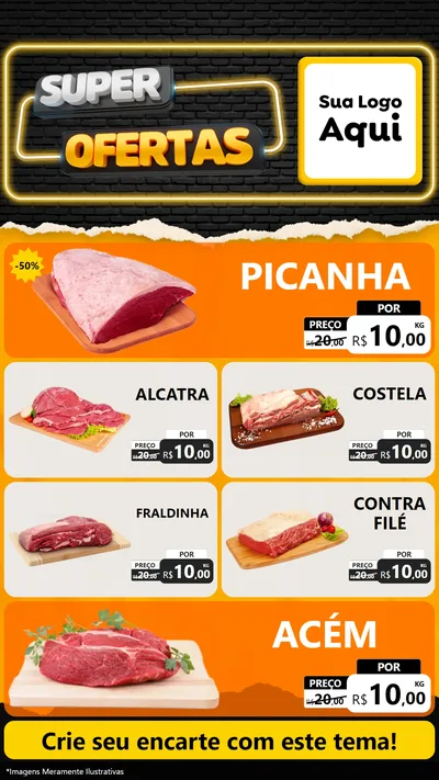 Modelo de TV para TV Vertical com o tema Super Ofertas para Açougue