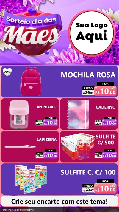 Modelo de TV para TV Vertical com o tema Sorteio Dia das Mães para Papelaria