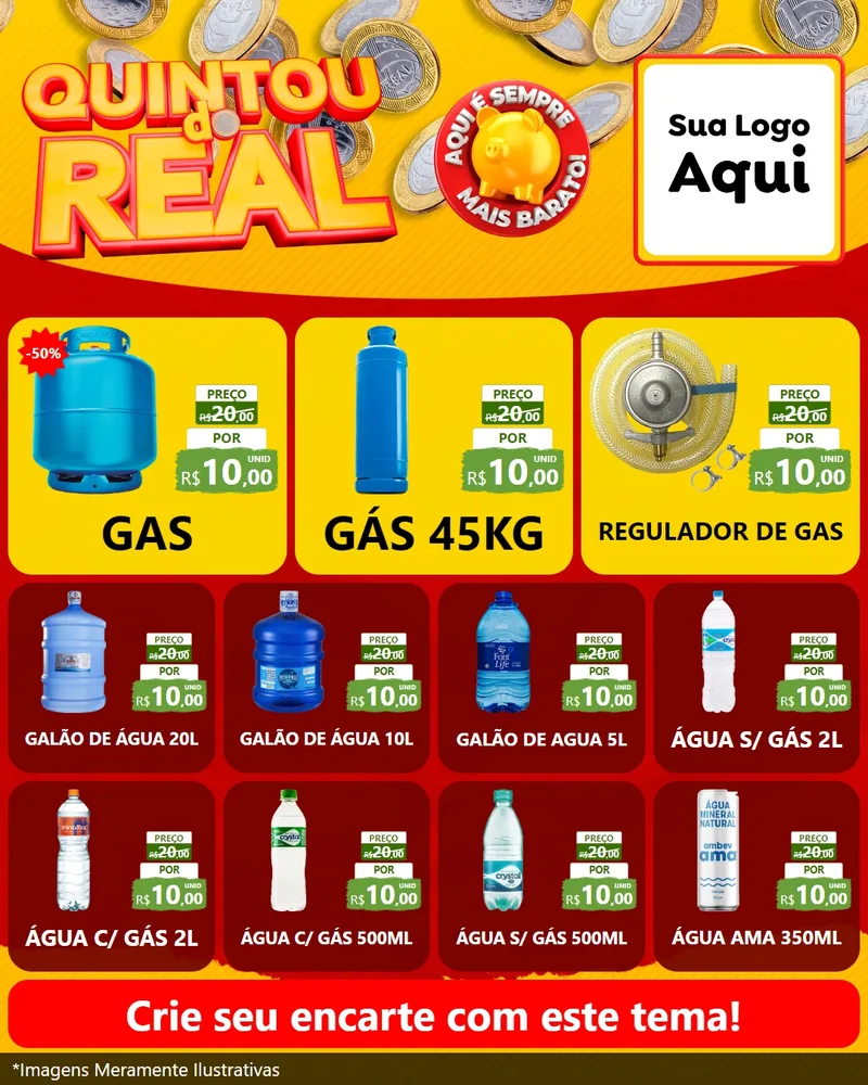 Modelo de Rede Social para Feed Instagram com o tema Quintou do Real para Água e gás