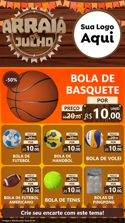 Modelo de Rede Social para Stories com o tema Arraiá de Julho - Junina para Artigos Esportivos