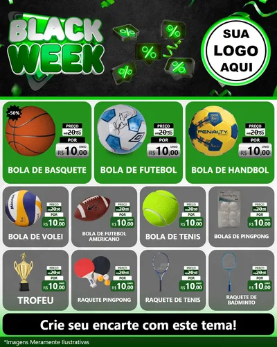 Modelo de Rede Social para Feed Instagram com o tema Black Week para Artigos Esportivos