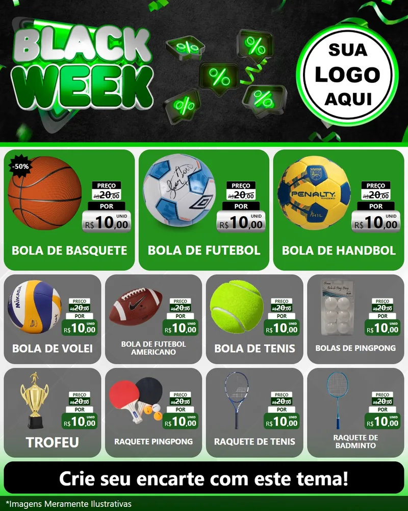 Modelo de Rede Social para Feed Instagram com o tema Black Week para Artigos Esportivos