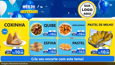 Modelo de TV para TV Horizontal com o tema Mês de Aniversário para Salgadaria