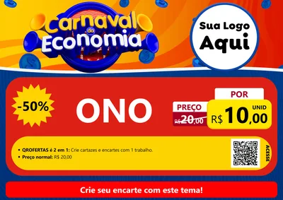 Modelo de Cartaz para Cartaz A4 Horizontal com o tema Carnaval da Economia para Óticas