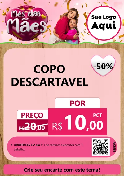 Modelo de Cartaz para Cartaz A4 Vertical com o tema Mês das Mães para Embalagens