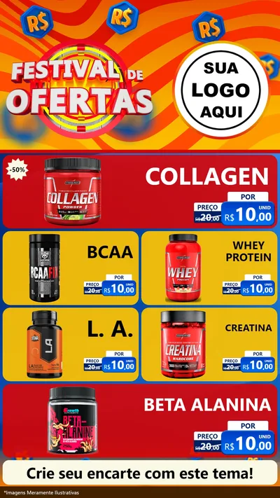 Modelo de TV para TV Vertical com o tema Festival de Ofertas para Suplementos alimentares