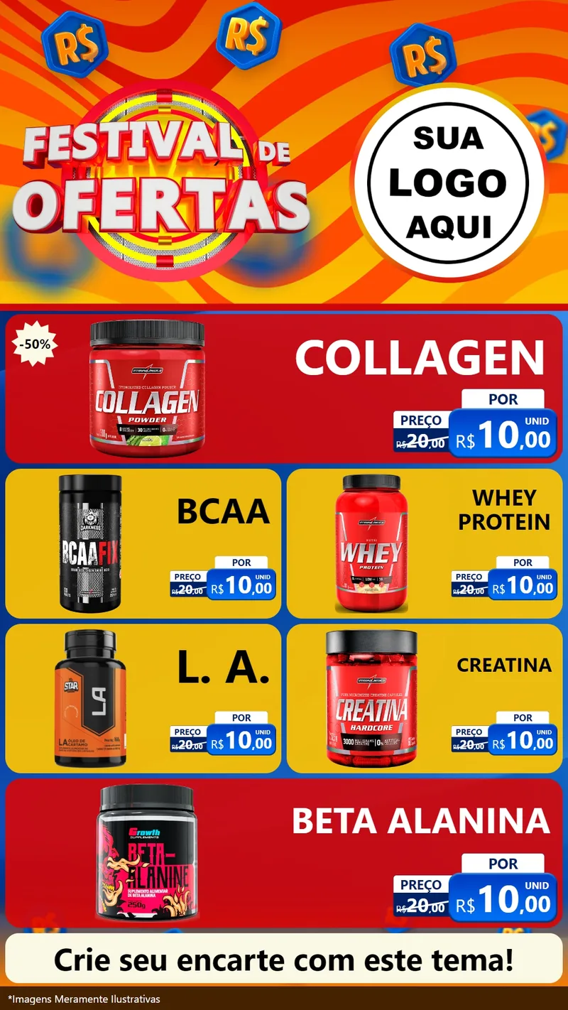 Modelo de TV para TV Vertical com o tema Festival de Ofertas para Suplementos alimentares
