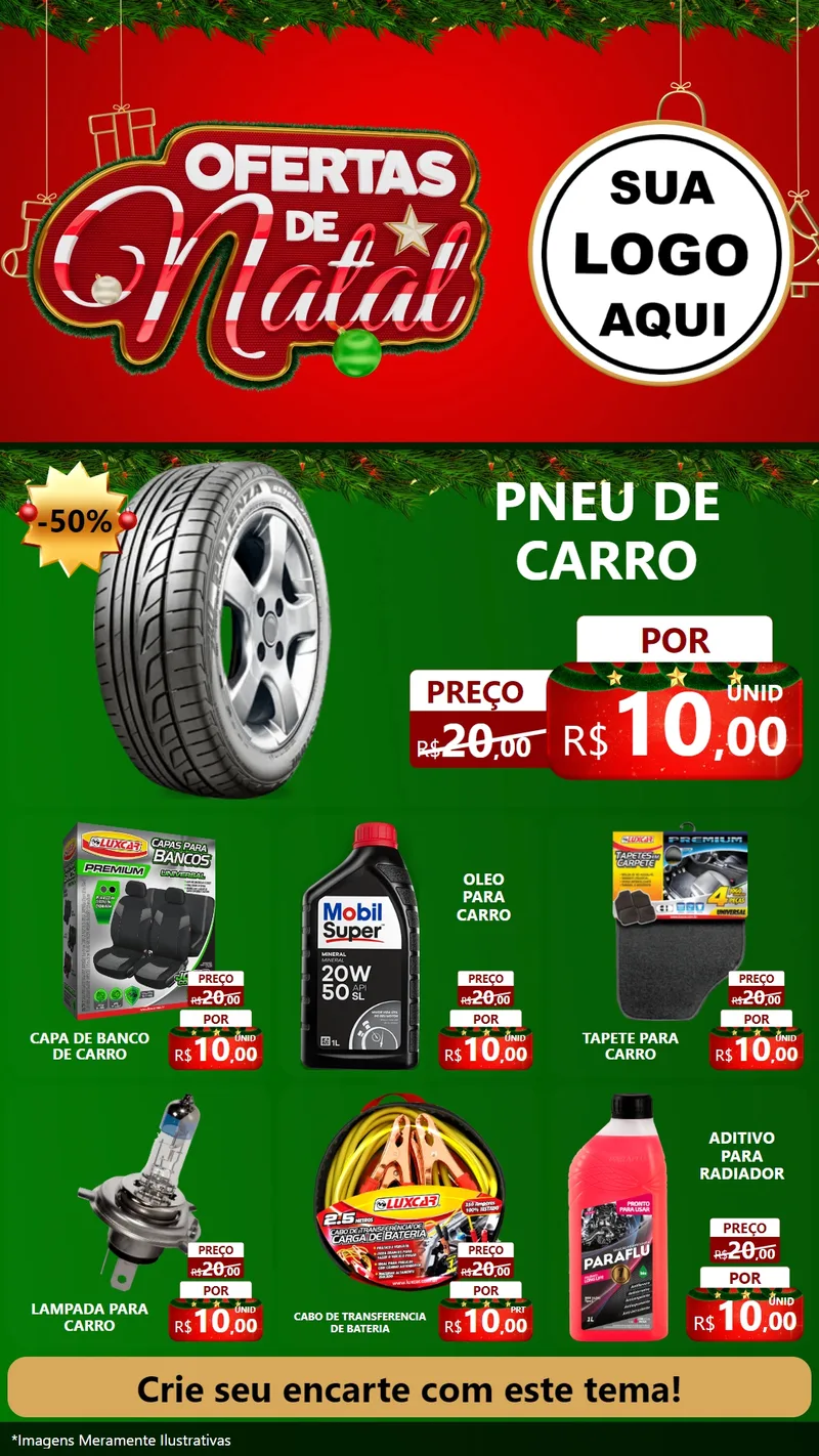 Modelo de Rede Social para Stories com o tema Ofertas de Natal para Auto peças
