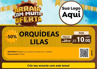 Modelo de Cartaz para Cartaz A4 Horizontal com o tema Ofertas de São João - Junina para Floricultura e jardim