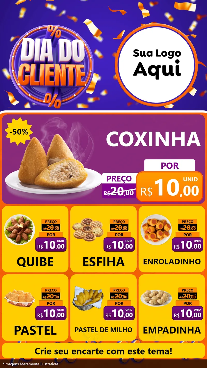 Modelo de Rede Social para Stories com o tema Dia do Cliente para Salgadaria