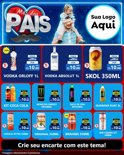 Modelo de Rede Social para Feed Instagram com o tema Mês Dos Pais para Distribuidora de bebidas