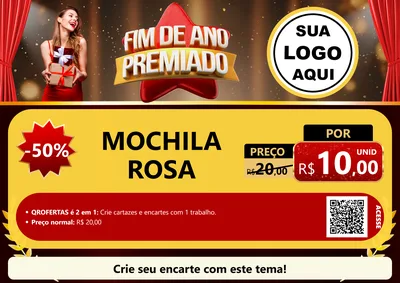 Modelo de Cartaz para Cartaz A4 Horizontal com o tema Fim de Ano Premiado para Papelaria