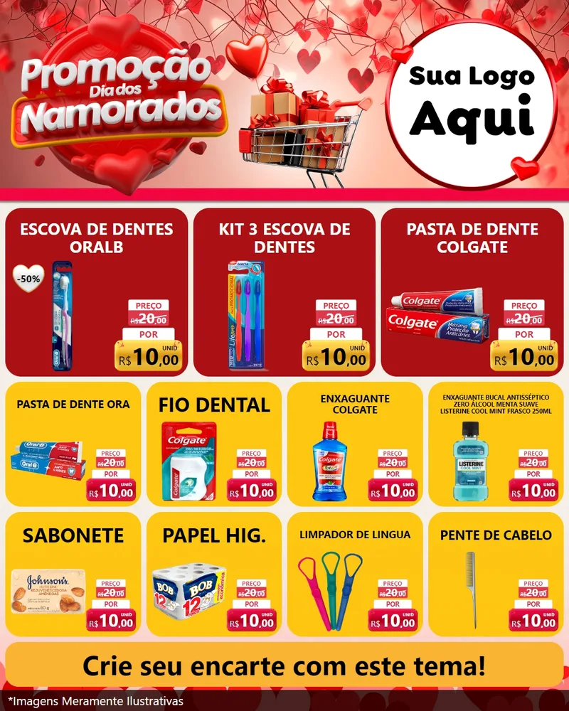 Modelo de Rede Social para Feed Instagram com o tema Promoção Dia dos Namorados para Higiene Pessoal