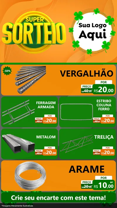 Modelo de TV para TV Vertical com o tema Super Sorteio para Ferragens
