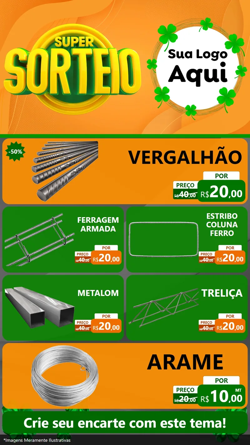 Modelo de TV para TV Vertical com o tema Super Sorteio para Ferragens